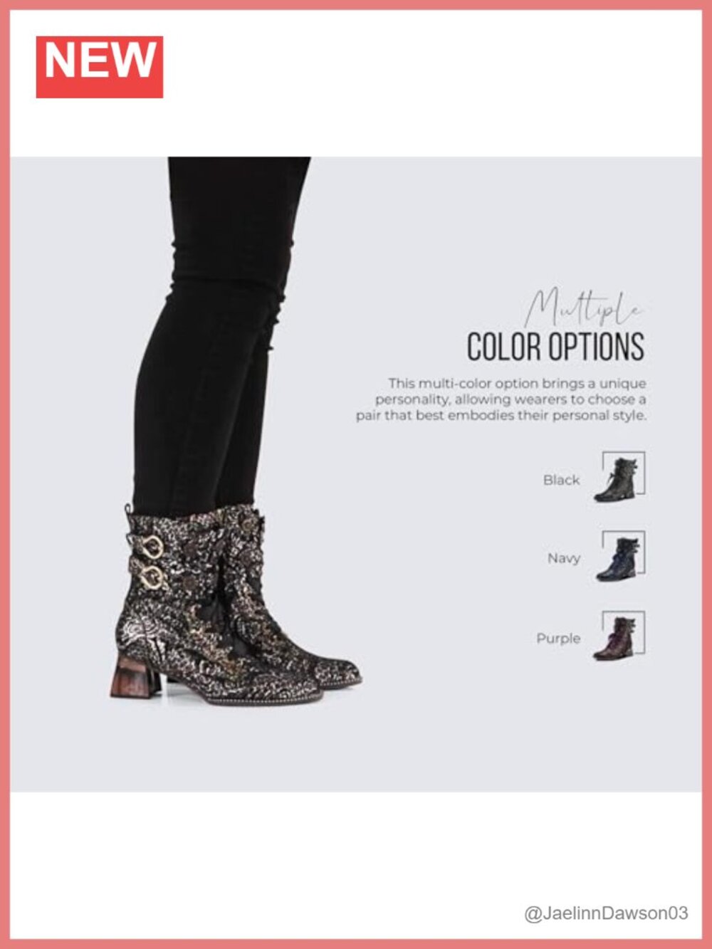 Suede Mid-Calf Boots with Floral Applique Adjustable Fit Block Heel - Picture 5 of 6